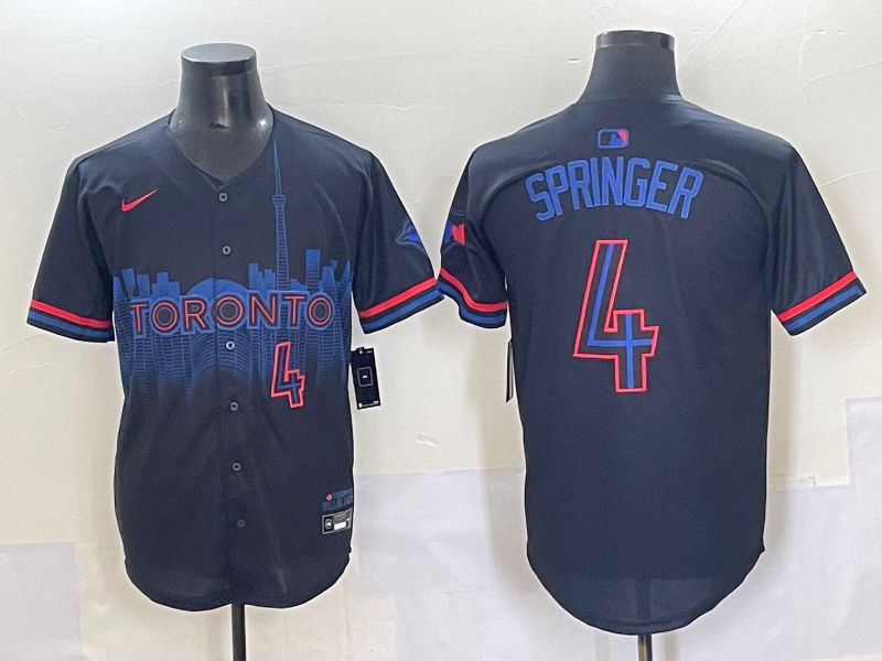 Men 2025 Toronto Blue Jays #4 Springer Black Joint Name Nike MLB Jersey style 14->toronto blue jays->MLB Jersey
